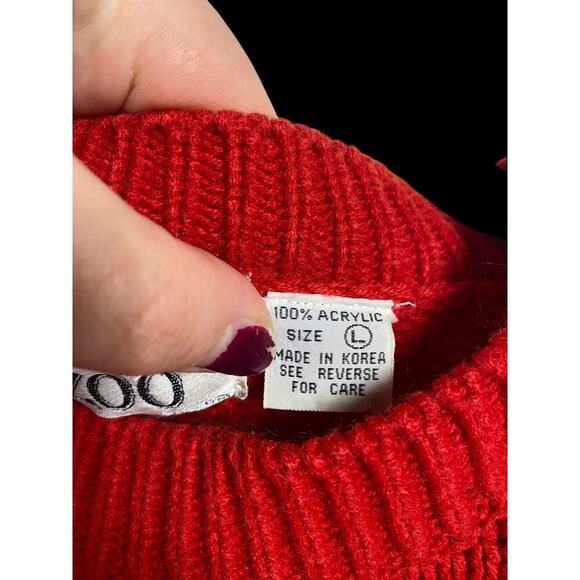 Panda Bear Sweater Size L Beverly Hills Zoo 80s Chunky Knit Asian Style Vintage - Picture 7 of 8